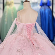Load image into Gallery viewer, Elegant A Line Spaghetti Straps Pink Ball Gown Quinceanera Dress with Appliques Beading
