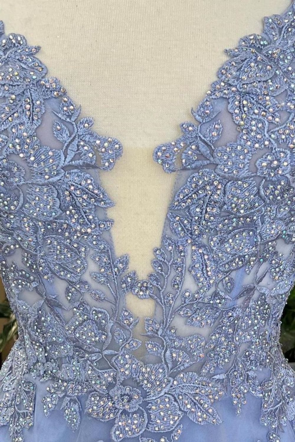 Luuvis A-Line Light Blue Spaghetti Straps Lace Up Long Tulle Prom Dress