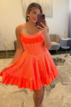 Load image into Gallery viewer, Chic A Line Strapless Yellow Short Homecoming Dress with Beading
