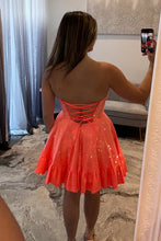 Load image into Gallery viewer, Chic A Line Strapless Yellow Short Homecoming Dress with Beading
