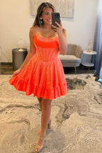 Load image into Gallery viewer, Chic A Line Strapless Yellow Short Homecoming Dress with Beading
