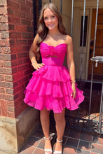 Load image into Gallery viewer, Well-made A Line Sweetheart Yellow Short Homecoming Dress with Ruffles Keyhole
