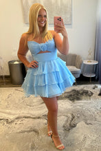 Load image into Gallery viewer, Well-made A Line Sweetheart Yellow Short Homecoming Dress with Ruffles Keyhole

