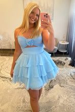 Load image into Gallery viewer, Well-made A Line Sweetheart Yellow Short Homecoming Dress with Ruffles Keyhole
