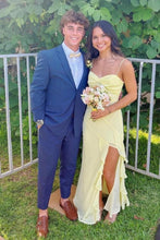 Load image into Gallery viewer, Pretty A Line Spaghetti Straps Yellow Long Prom Dress with Ruffles