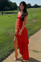 Load image into Gallery viewer, Beautiful A Line Strapless Blue Long Prom Dress with Ruffles