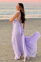 Load image into Gallery viewer, Beautiful A Line Strapless Lilac Long Prom Dress with Ruffles

