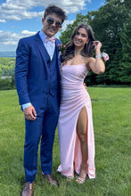 Load image into Gallery viewer, Beautiful Mermaid Strapless Pink Long Prom Dress with Split Front