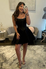 Load image into Gallery viewer, Beautiful A Line Square Neck Pink Floral Printed Corset Homecoming Dress with Pearls