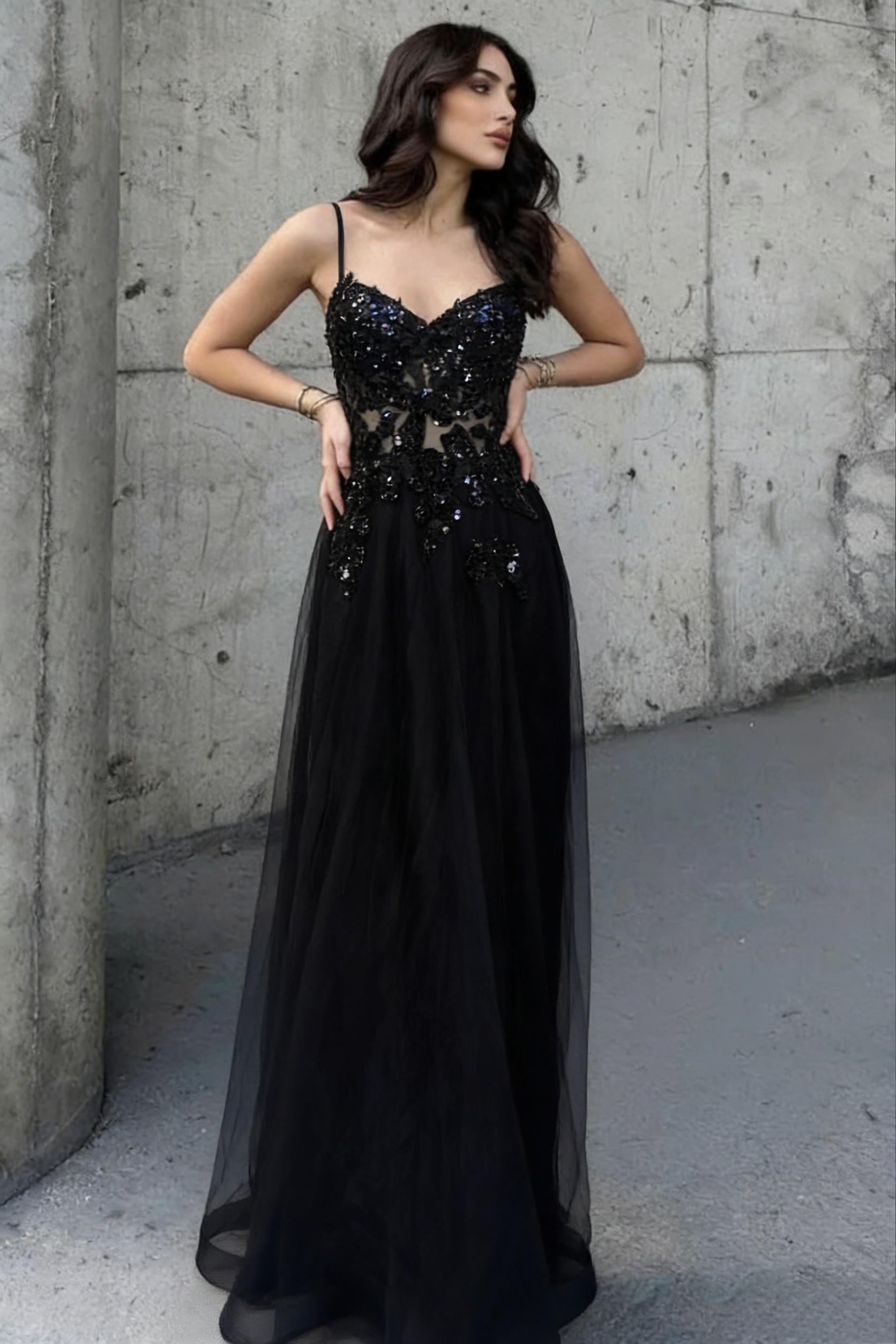 black beaded bridesmaid dresses Wedtrend Women Sheath Beaded Bridesmaid Dress with Black Spandex Tulle Spaghetti Straps Long Wedding Guest Dress, Black Red / US16W