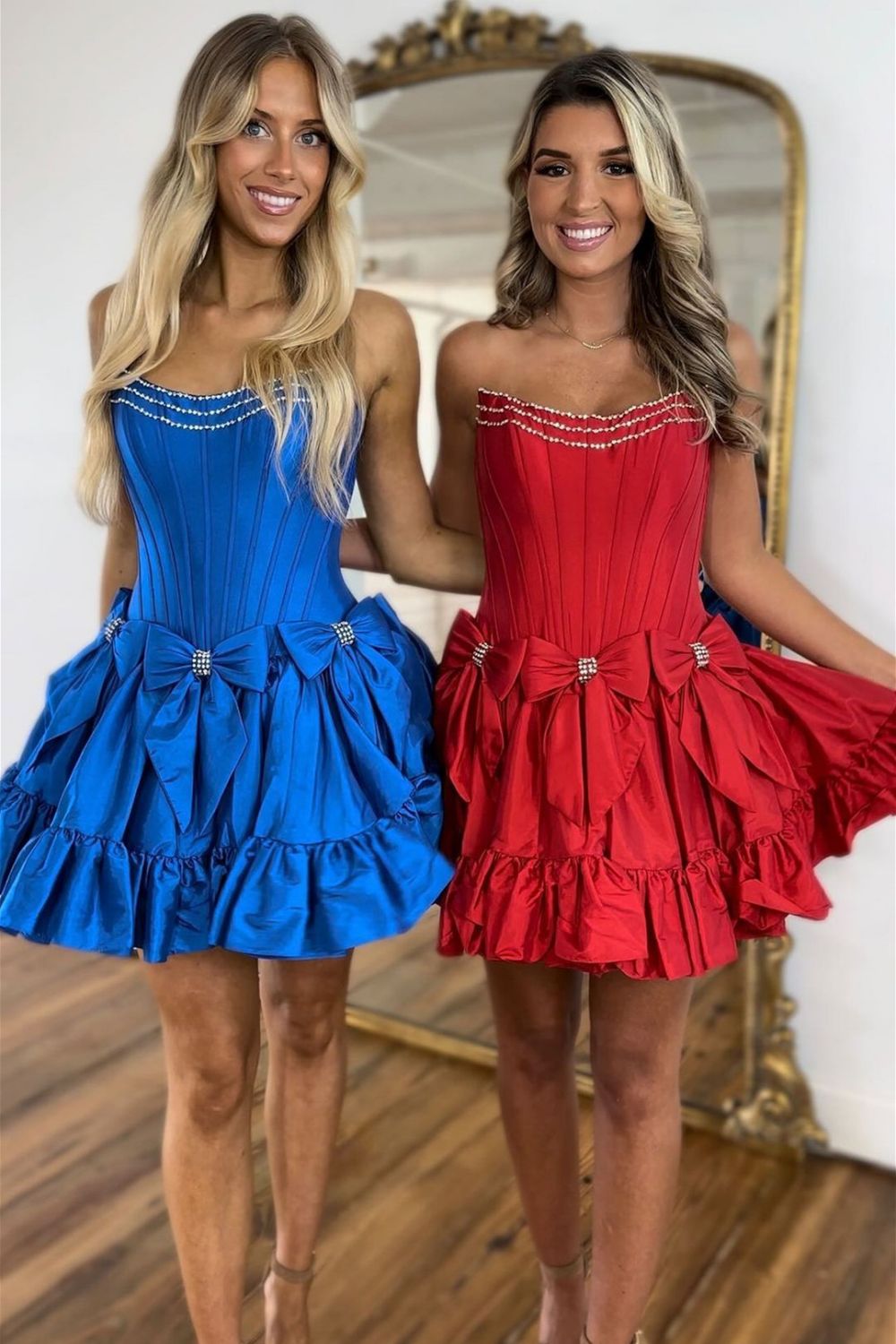 Lovely A Line Strapless Black Satin Short Prom Dress,Homecoming Dress,Birthday Dress GG2694 main image 1