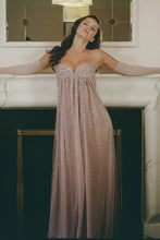 Load image into Gallery viewer, Shine A Line Spaghetti Straps Grey Blue Long Prom Dress with Beading