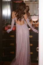 Load image into Gallery viewer, Shine A Line Spaghetti Straps Grey Blue Long Prom Dress with Beading