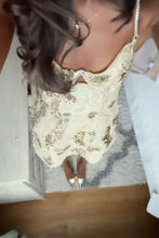 Load image into Gallery viewer, Bling A Line Spaghetti Straps Light Champagne Short Homecoming Dress with Embroidery