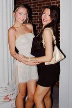Load image into Gallery viewer, Bling A Line Strapless White Sequins/Champagne Short Homecoming Dress with Beading