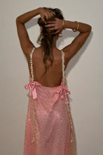 Load image into Gallery viewer, Bling Sheath Spaghetti Straps Pink Long Prom Dress with Beading