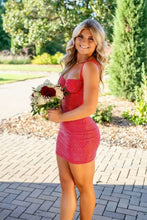 Load image into Gallery viewer, Bling Sheath Sweetheart Red Short Homecoming Dress with Beading