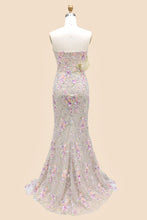 Load image into Gallery viewer, Gorgeous Mermaid One Shoulder Pink Sequins Prom Dress with Floral Embellishments