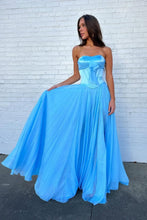 Load image into Gallery viewer, Pretty A Line Sweetheart Blue Corset Prom Dress with Bowknot