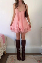 Load image into Gallery viewer, Blush Pink Chiffon Tiered Ruffle Babydoll Homecoming Dress with Spaghetti Straps