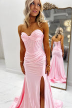 Load image into Gallery viewer, Stylish Mermaid Sweetheart Pink Corset Prom Dress with Beading