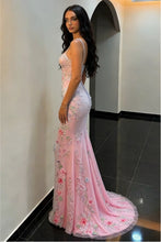 Load image into Gallery viewer, Fashionable Mermaid Spaghetti Straps Blush Pink Prom Dress with Embroidery