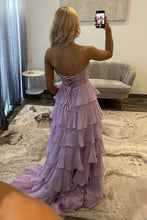Load image into Gallery viewer, Cute A Line Sweetheart Pink Corset Prom Dress with Appliques Criss Cross Back