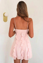 Load image into Gallery viewer, Chic A Line Spaghetti Straps Light Blue Short Homecoming Dress with Ruffles