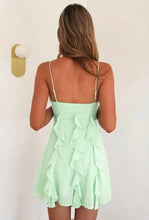 Load image into Gallery viewer, Chic A Line Spaghetti Straps Light Blue Short Homecoming Dress with Ruffles