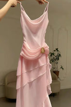 Load image into Gallery viewer, Charming A Line Spaghetti Straps Blue Prom Dress with Asymmetrical Ruffles
