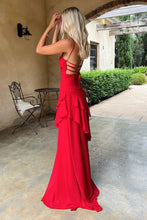 Load image into Gallery viewer, Charming A Line Spaghetti Straps Red Long Prom Dress with Ruffles
