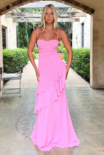 Load image into Gallery viewer, Charming A Line Spaghetti Straps Red Long Prom Dress with Ruffles
