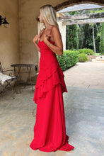 Load image into Gallery viewer, Charming A Line Spaghetti Straps Red Long Prom Dress with Ruffles
