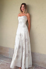 Load image into Gallery viewer, Beautiful A Line Spaghetti Straps White Long Party Dress with Criss Cross Back