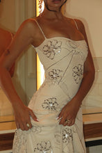 Load image into Gallery viewer, Beautiful A Line Spaghetti Straps White Long Party Dress with Criss Cross Back