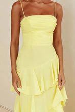 Load image into Gallery viewer, Charming A Line Spaghetti Straps Yellow Long Prom Dress with Ruffles