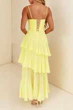 Load image into Gallery viewer, Charming A Line Spaghetti Straps Yellow Long Prom Dress with Ruffles