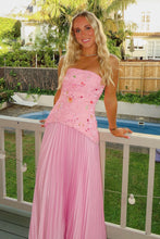 Load image into Gallery viewer, Charming A Line Strapless Pink Long Prom Dress with Embroidery