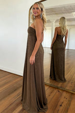 Load image into Gallery viewer, Charming A Line Sweetheart Brown Long Prom Dress with Beading