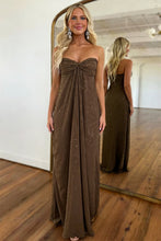 Load image into Gallery viewer, Charming A Line Sweetheart Brown Long Prom Dress with Beading