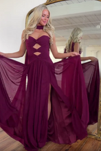 Load image into Gallery viewer, Charming A Line Sweetheart Burgundy Long Prom Dress with Keyhole