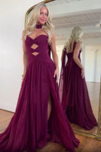 Load image into Gallery viewer, Charming A Line Sweetheart Burgundy Long Prom Dress with Keyhole
