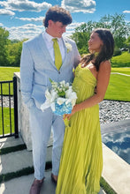 Load image into Gallery viewer, Charming A Line Sweetheart Light Yellow Long Prom Dress with Ruffles