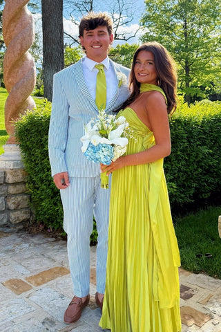 Charming A Line Sweetheart Light Yellow Long Prom Dress with Ruffles