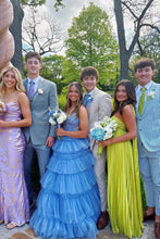 Load image into Gallery viewer, Charming A Line Sweetheart Light Yellow Long Prom Dress with Ruffles