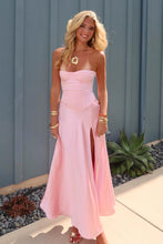 Load image into Gallery viewer, Charming A Line Sweetheart Pink Corset Prom Dress with Split Front