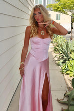 Load image into Gallery viewer, Charming A Line Sweetheart Pink Corset Prom Dress with Split Front