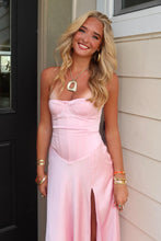 Load image into Gallery viewer, Charming A Line Sweetheart Pink Corset Prom Dress with Split Front