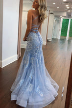 Load image into Gallery viewer, Charming Glitter Mermaid Lace Up Back Long Prom Dress With Appliques