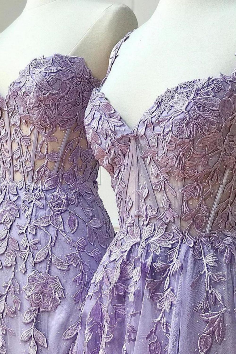 Luuvis Charming Lilac Mermaid Corset Back Long Prom Dress With Appliques